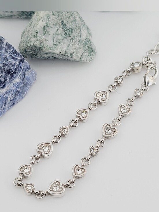 Brighton Jewelry - Brighton Meridian "Love Notes" Bracelet! Swarovski Crystal Inset In Heart Links!